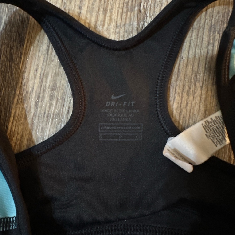 Nike Women's Teal and Black Striped Racerback Sports Bra - Picture 3 of 4